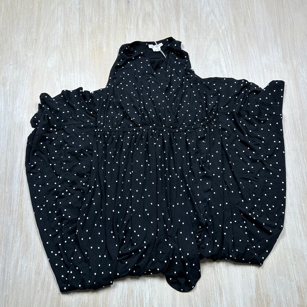 NWT Ingrid & Isabel Maternity Maxi Dress Small Black White Polka Dot Ruffle